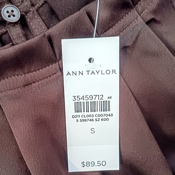 Ann Taylor Brown Pleated Ruffle Neck Tunic Top NWT - Picture 6 of 6